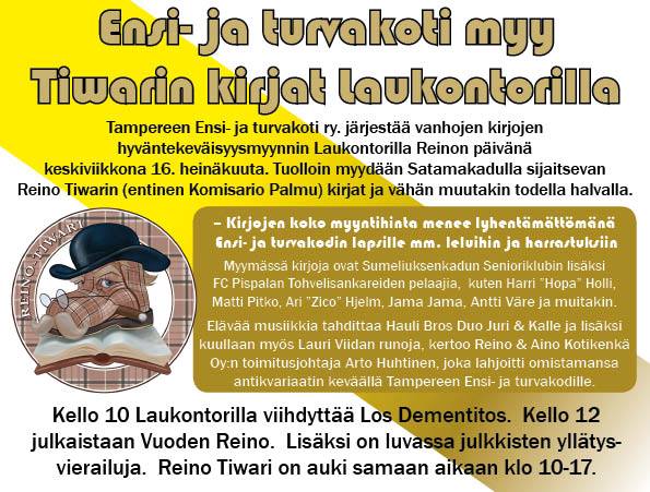 Tampereen ensi- ja turvakoti ry myy Tiwarin kirjat Laukontorilla
